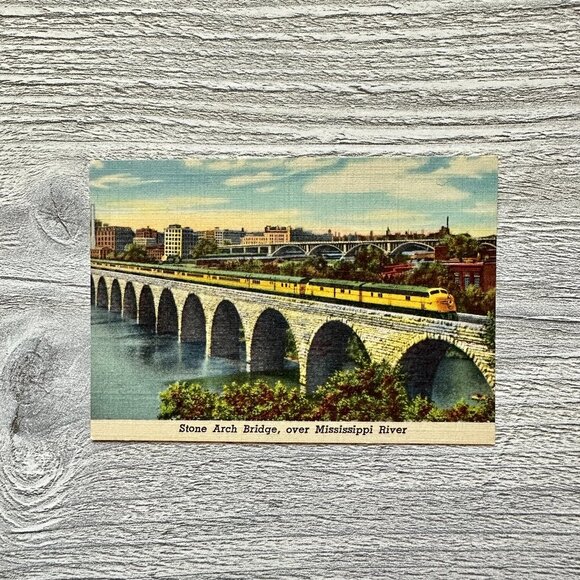 Mississippi River Stone Arch Bridge Mini Postcard - Picture 2 of 3